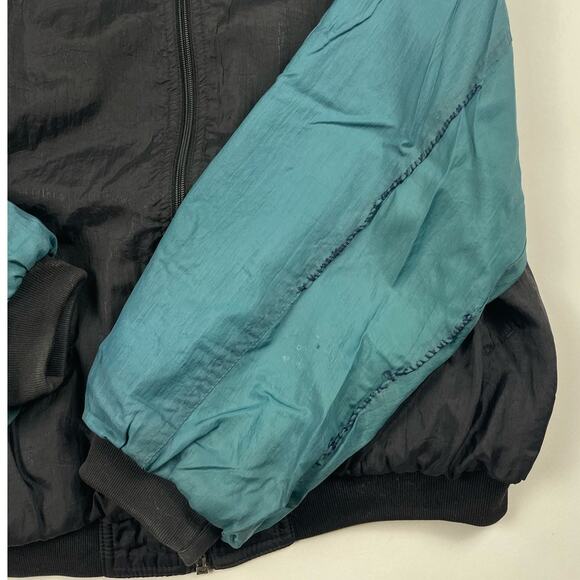 Vintage 90s Wilson Black & Green Windbreaker Gym Athletic Jacket Medium - Picture 3 of 8